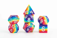 Sharp Edge Silicone Rubber Dice Set: Rainbow